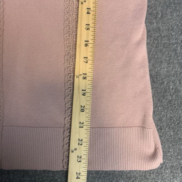 Cable & Gauge Sweater Womens Large Pink Crochet Lace Dainty Feminine Boho L - Picture 8 of 8